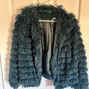 Shaggy Teal Faux Fur Jacket